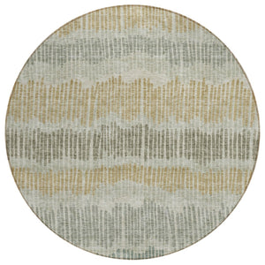 HomeRoots 5' Striped Washable Area Rug for Indoor and Outdoor Use - Durable, Easy-Clean, Stylish Accent Decor 8' Round 592439