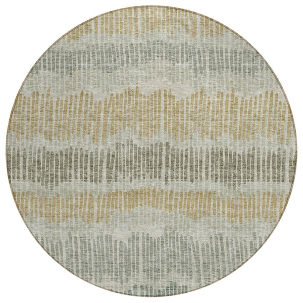 HomeRoots 5' Striped Washable Area Rug for Indoor and Outdoor Use - Durable, Easy-Clean, Stylish Accent Decor 8' Round 592439