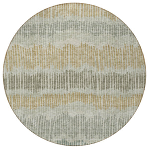 Homeroots 3' Striped Beige Brown And Gray Indoor-outdoor Area Rug - Durable, Washable, Stylish Addition! 8' Round Polyester 592439