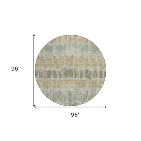 Homeroots 3' Striped Beige Brown And Gray Indoor-outdoor Area Rug - Durable, Washable, Stylish Addition! 8' Round Polyester 592439