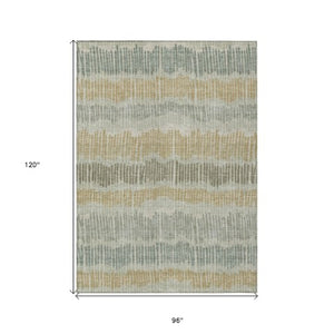 Homeroots 3' Striped Beige Brown And Gray Indoor-outdoor Area Rug - Durable, Washable, Stylish Addition! 8' X 10' Polyester 592440