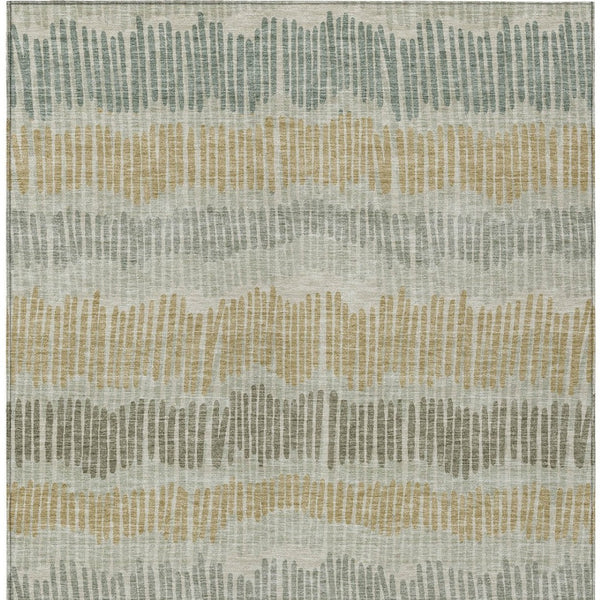 Homeroots 3' Striped Beige Brown And Gray Indoor-outdoor Area Rug - Durable, Washable, Stylish Addition! 9' X 12' Polyester 592441
