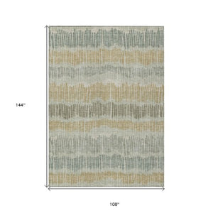 Homeroots 3' Striped Beige Brown And Gray Indoor-outdoor Area Rug - Durable, Washable, Stylish Addition! 9' X 12' Polyester 592441