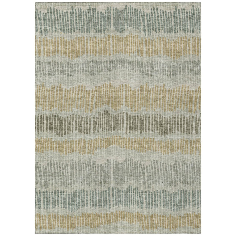 HomeRoots 9' Stylish Beige, Brown & Gray Striped Washable Indoor/Outdoor Area Rug for Easy Care & Durability 9' X 12' 592441