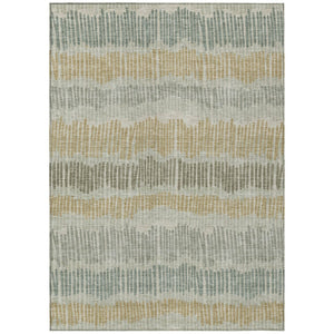 HomeRoots 9' Stylish Beige, Brown & Gray Striped Washable Indoor/Outdoor Area Rug for Easy Care & Durability 9' X 12' 592441