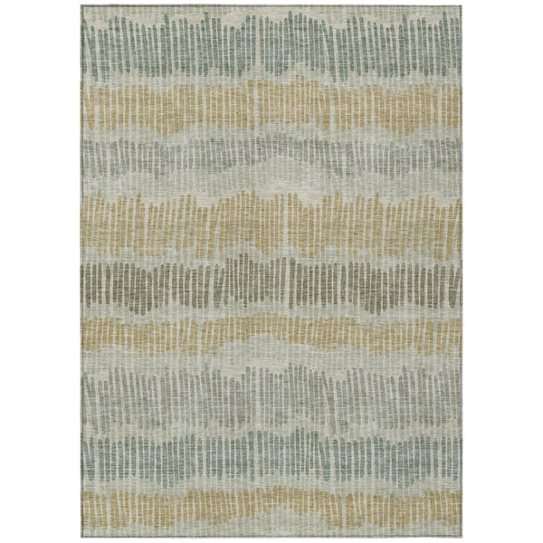 HomeRoots 9' Stylish Beige, Brown & Gray Striped Washable Indoor/Outdoor Area Rug for Easy Care & Durability 9' X 12' 592441