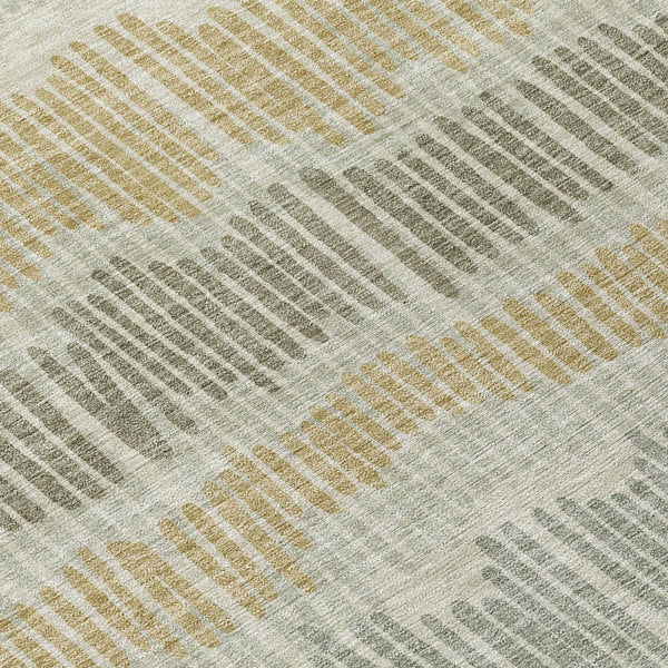 Homeroots 3' Striped Beige Brown And Gray Indoor-outdoor Area Rug - Durable, Washable, Stylish Addition! 9' X 12' Polyester 592441