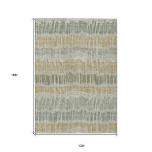 HomeRoots 5' Striped Washable Area Rug for Indoor and Outdoor Use - Durable, Easy-Clean, Stylish Accent Decor 10' X 14' 592442