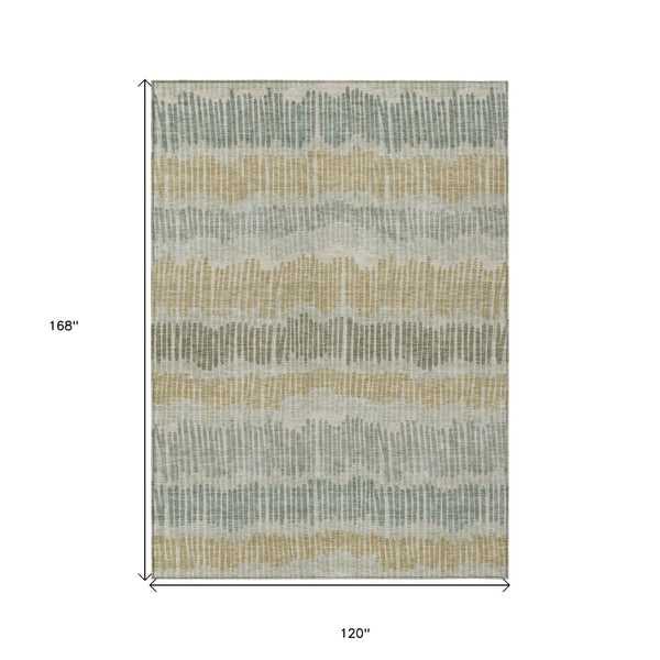 HomeRoots 5' Striped Washable Area Rug for Indoor and Outdoor Use - Durable, Easy-Clean, Stylish Accent Decor 10' X 14' 592442