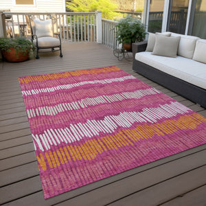 Homeroots 3' Striped Beige Brown And Gray Indoor-outdoor Area Rug - Durable, Washable, Stylish Addition! 3' X 5' Polyester 592443