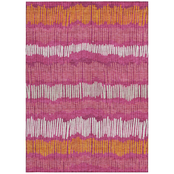 Homeroots 3' Striped Beige Brown And Gray Indoor-outdoor Area Rug - Durable, Washable, Stylish Addition! 5' X 8' Polyester 592444