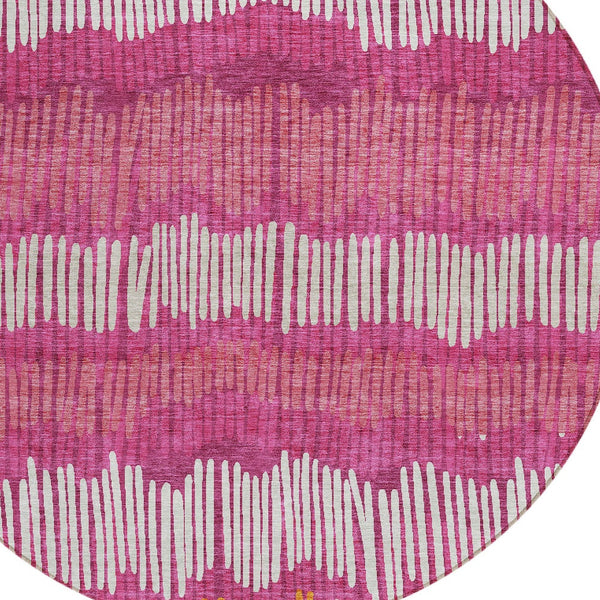 Homeroots 3' Striped Beige Brown And Gray Indoor-outdoor Area Rug - Durable, Washable, Stylish Addition! 8' Round Polyester 592445