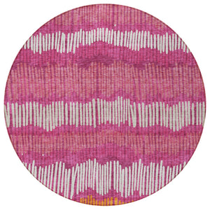 Homeroots 3' Striped Beige Brown And Gray Indoor-outdoor Area Rug - Durable, Washable, Stylish Addition! 8' Round Polyester 592445