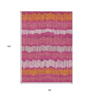 Homeroots 3' Striped Beige Brown And Gray Indoor-outdoor Area Rug - Durable, Washable, Stylish Addition! 8' X 10' Polyester 592446