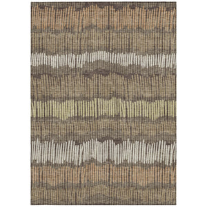 Homeroots 3' Striped Beige Brown And Gray Indoor-outdoor Area Rug - Durable, Washable, Stylish Addition! 5' X 8' Polyester 592450