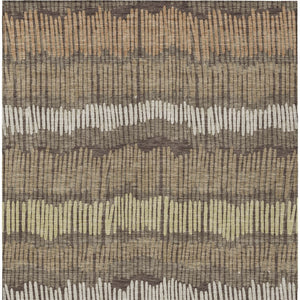 Homeroots 3' Striped Beige Brown And Gray Indoor-outdoor Area Rug - Durable, Washable, Stylish Addition! 5' X 8' Polyester 592450