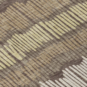 Homeroots 3' Striped Beige Brown And Gray Indoor-outdoor Area Rug - Durable, Washable, Stylish Addition! 8' Round Polyester 592451
