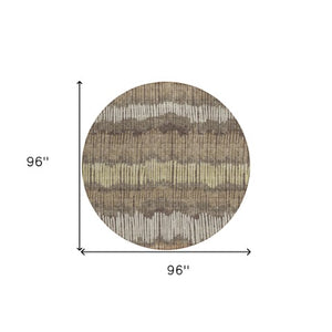 Homeroots 3' Striped Beige Brown And Gray Indoor-outdoor Area Rug - Durable, Washable, Stylish Addition! 8' Round Polyester 592451