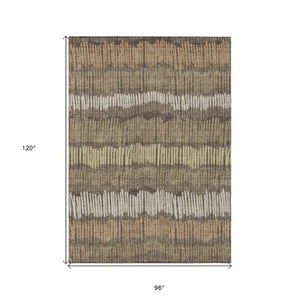 Homeroots 3' Striped Beige Brown And Gray Indoor-outdoor Area Rug - Durable, Washable, Stylish Addition! 8' X 10' Polyester 592452