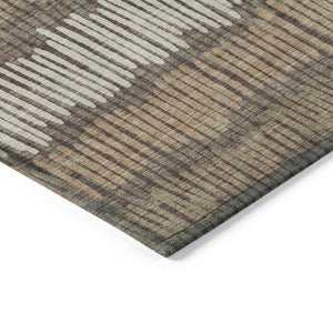 Homeroots 3' Striped Beige Brown And Gray Indoor-outdoor Area Rug - Durable, Washable, Stylish Addition! 8' X 10' Polyester 592452