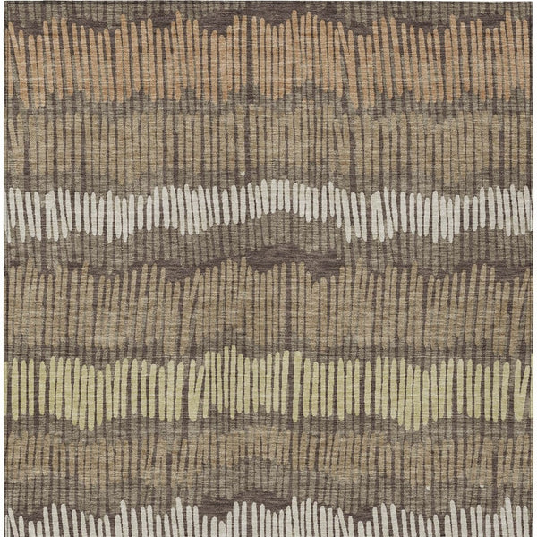 Homeroots 3' Striped Beige Brown And Gray Indoor-outdoor Area Rug - Durable, Washable, Stylish Addition! 9' X 12' Polyester 592453