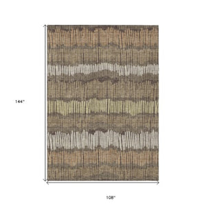Homeroots 3' Striped Beige Brown And Gray Indoor-outdoor Area Rug - Durable, Washable, Stylish Addition! 9' X 12' Polyester 592453