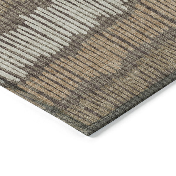 Homeroots 3' Striped Beige Brown And Gray Indoor-outdoor Area Rug - Durable, Washable, Stylish Addition! 9' X 12' Polyester 592453