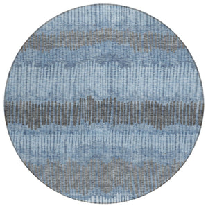 HomeRoots 5' Striped Washable Indoor Outdoor Area Rug - Durable, Stain-Resistant, Stylish for Any Space 8' Round 592457