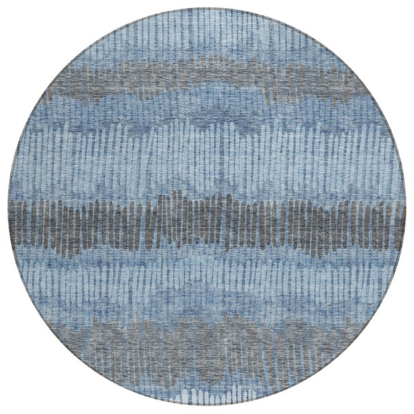 HomeRoots 5' Striped Washable Indoor Outdoor Area Rug - Durable, Stain-Resistant, Stylish for Any Space 8' Round 592457