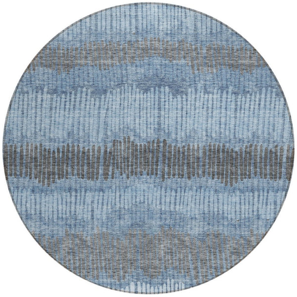 Homeroots 3' Striped Beige Brown And Gray Indoor-outdoor Area Rug - Durable, Washable, Stylish Addition! 8' Round Polyester 592457