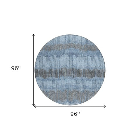 Homeroots 3' Striped Beige Brown And Gray Indoor-outdoor Area Rug - Durable, Washable, Stylish Addition! 8' Round Polyester 592457