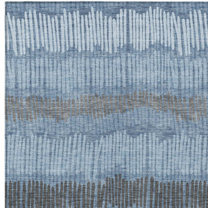 Homeroots 3' Striped Beige Brown And Gray Indoor-outdoor Area Rug - Durable, Washable, Stylish Addition! 8' X 10' Polyester 592458