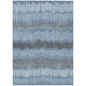 HomeRoots 9' Bold Washable Striped Area Rug in Blue, Black & Gray – Perfect for Indoor & Outdoor Spaces! 9' X 12' 592459