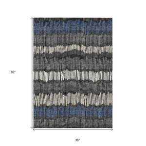 Homeroots 3' Striped Beige Brown And Gray Indoor-outdoor Area Rug - Durable, Washable, Stylish Addition! 3' X 5' Polyester 592461