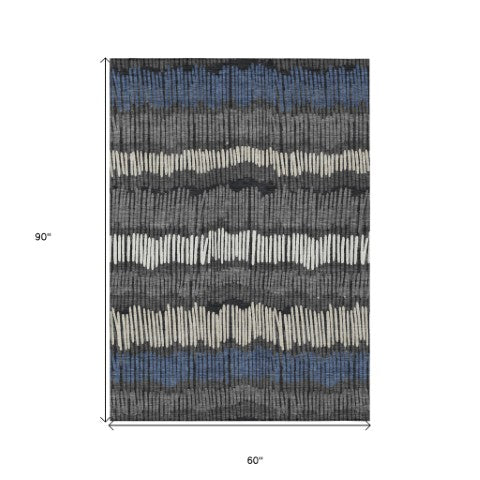 Homeroots 3' Striped Beige Brown And Gray Indoor-outdoor Area Rug - Durable, Washable, Stylish Addition! 5' X 8' Polyester 592462