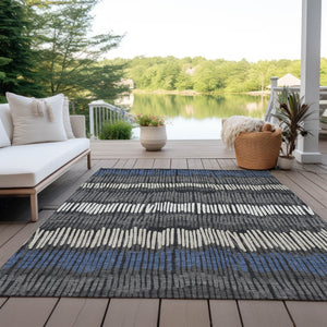 Homeroots 3' Striped Beige Brown And Gray Indoor-outdoor Area Rug - Durable, Washable, Stylish Addition! 5' X 8' Polyester 592462