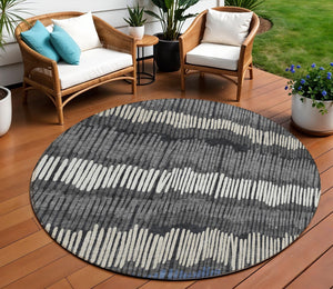 Homeroots 3' Striped Beige Brown And Gray Indoor-outdoor Area Rug - Durable, Washable, Stylish Addition! 8' Round Polyester 592463