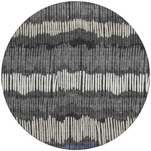 Homeroots 3' Striped Beige Brown And Gray Indoor-outdoor Area Rug - Durable, Washable, Stylish Addition! 8' Round Polyester 592463