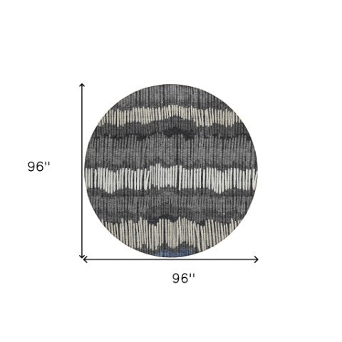 Homeroots 3' Striped Beige Brown And Gray Indoor-outdoor Area Rug - Durable, Washable, Stylish Addition! 8' Round Polyester 592463