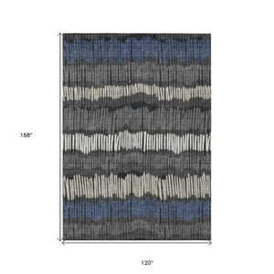 Homeroots 3' Striped Beige Brown And Gray Indoor-outdoor Area Rug - Durable, Washable, Stylish Addition! 10' X 14' Polyester 592466