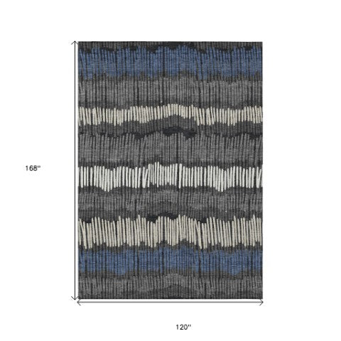 Homeroots 3' Striped Beige Brown And Gray Indoor-outdoor Area Rug - Durable, Washable, Stylish Addition! 10' X 14' Polyester 592466