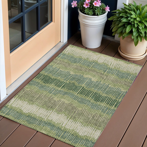 Homeroots 3' Striped Beige Brown And Gray Indoor-outdoor Area Rug - Durable, Washable, Stylish Addition! 3' X 5' Polyester 592467