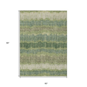 Homeroots 3' Striped Beige Brown And Gray Indoor-outdoor Area Rug - Durable, Washable, Stylish Addition! 5' X 8' Polyester 592468