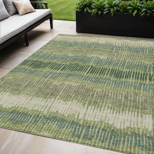 Homeroots 3' Striped Beige Brown And Gray Indoor-outdoor Area Rug - Durable, Washable, Stylish Addition! 5' X 8' Polyester 592468