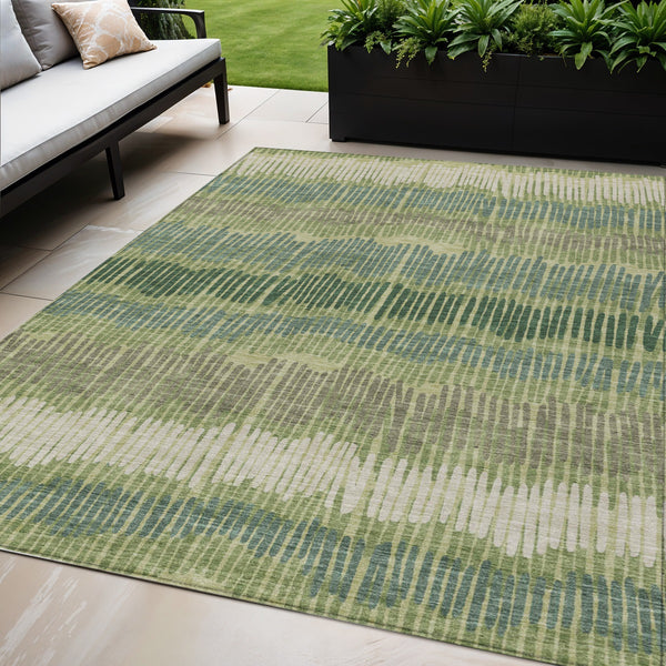Homeroots 3' Striped Beige Brown And Gray Indoor-outdoor Area Rug - Durable, Washable, Stylish Addition! 5' X 8' Polyester 592468