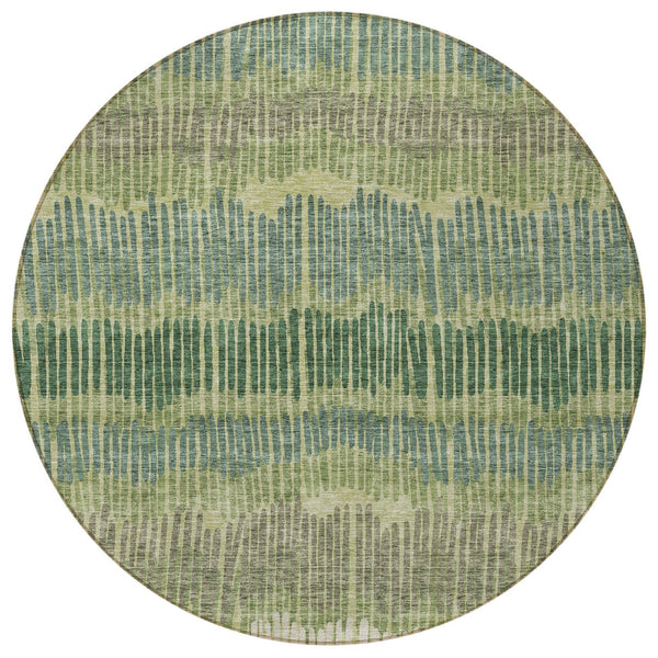 Homeroots 3' Striped Beige Brown And Gray Indoor-outdoor Area Rug - Durable, Washable, Stylish Addition! 8' Round Polyester 592469