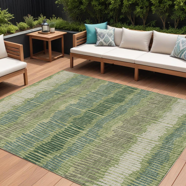 Homeroots 3' Striped Beige Brown And Gray Indoor-outdoor Area Rug - Durable, Washable, Stylish Addition! 9' X 12' Polyester 592471