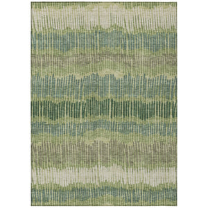 HomeRoots 9' Striped Washable Area Rug – Durable Green, Gray & Ivory Design for Indoor & Outdoor Use 9' X 12' 592471