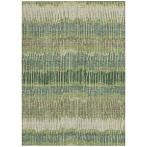 HomeRoots 5' Stylish Washable Area Rug in Green, Gray, and Ivory Stripes for Indoor and Outdoor Spaces 10' X 14' 592472