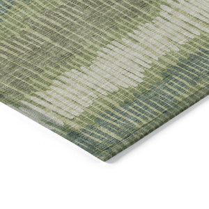 HomeRoots 5' Stylish Washable Area Rug in Green, Gray, and Ivory Stripes for Indoor and Outdoor Spaces 10' X 14' 592472